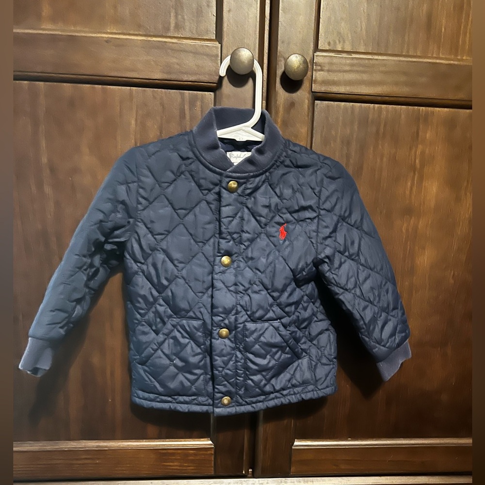 Ralph Lauren Navy Quilted Puffer Jacket with Red Pony